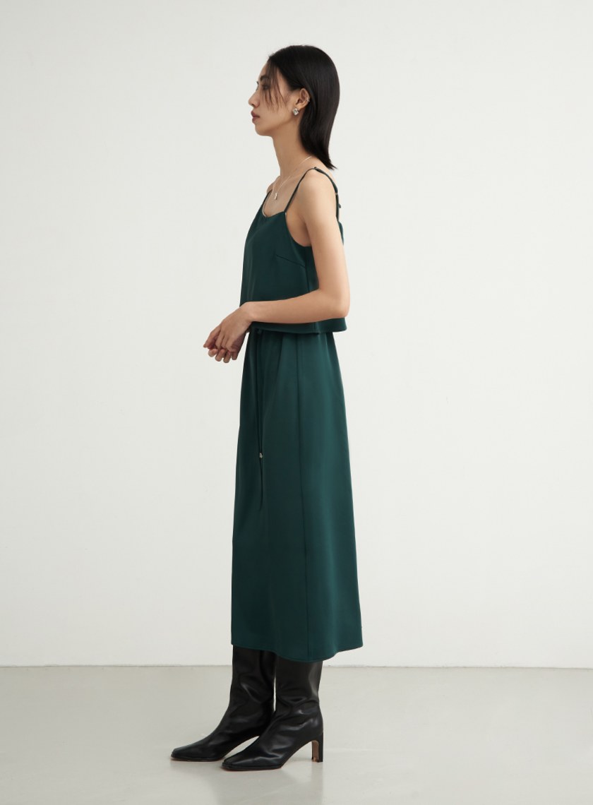 光澤細肩帶綁帶BRA洋裝